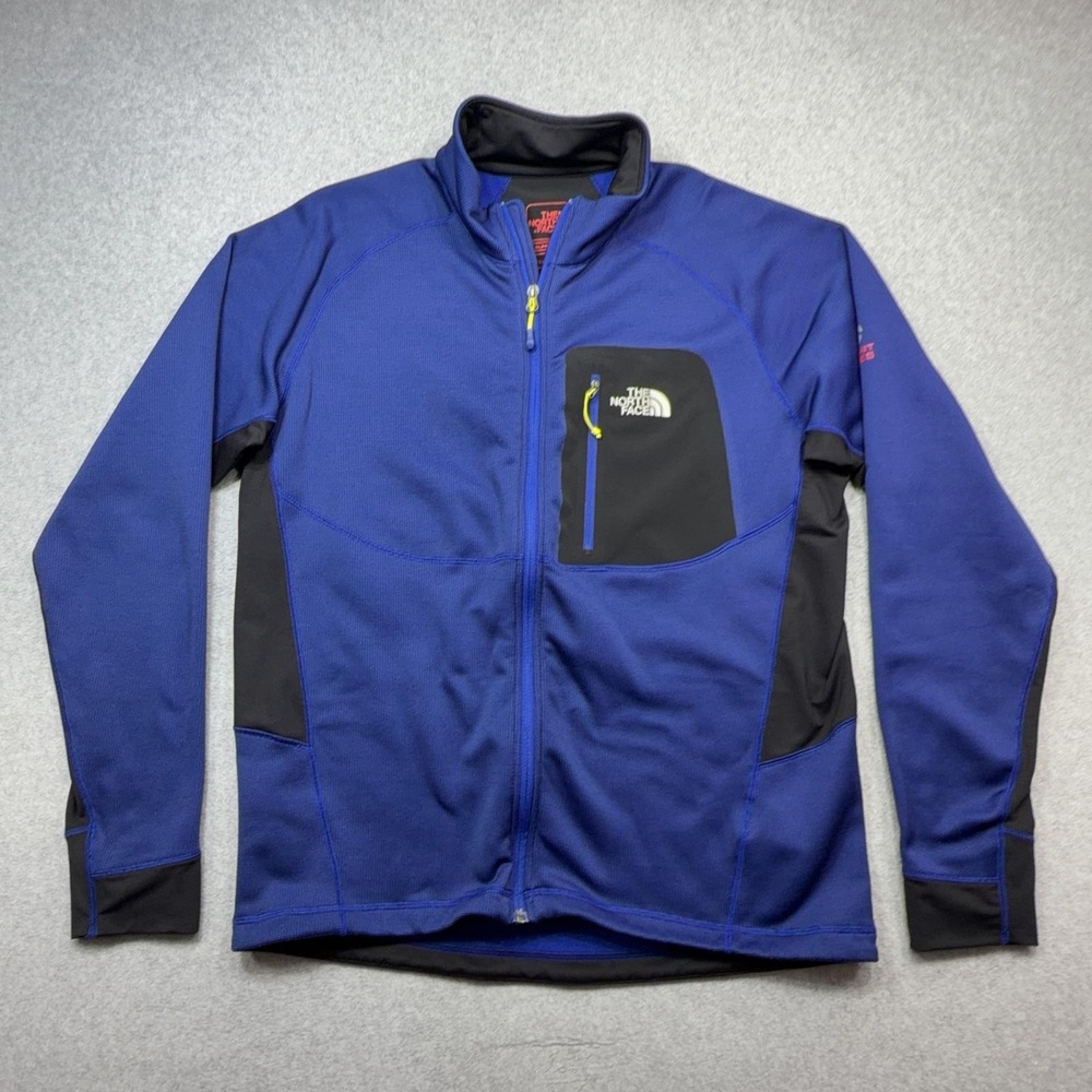 The North Face Summit Series Jacket Men XL Blue Houndstooth Fleece Full Zip AJ0G